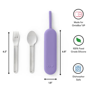 Omiebox - OmiePod UP Set de Tenedor y Cuchara de Silicona Violeta