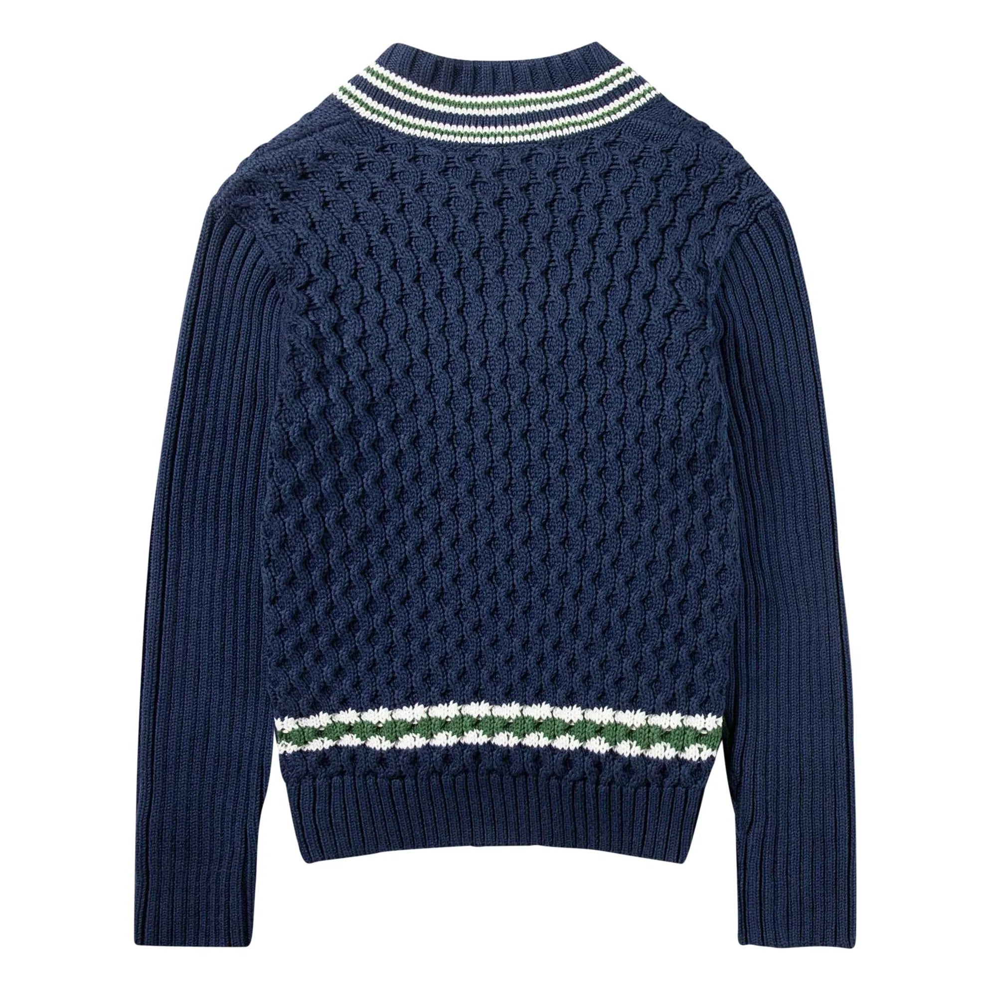 Lacoste - Suéter de punto trenzado de algodón orgánico | Azul marino