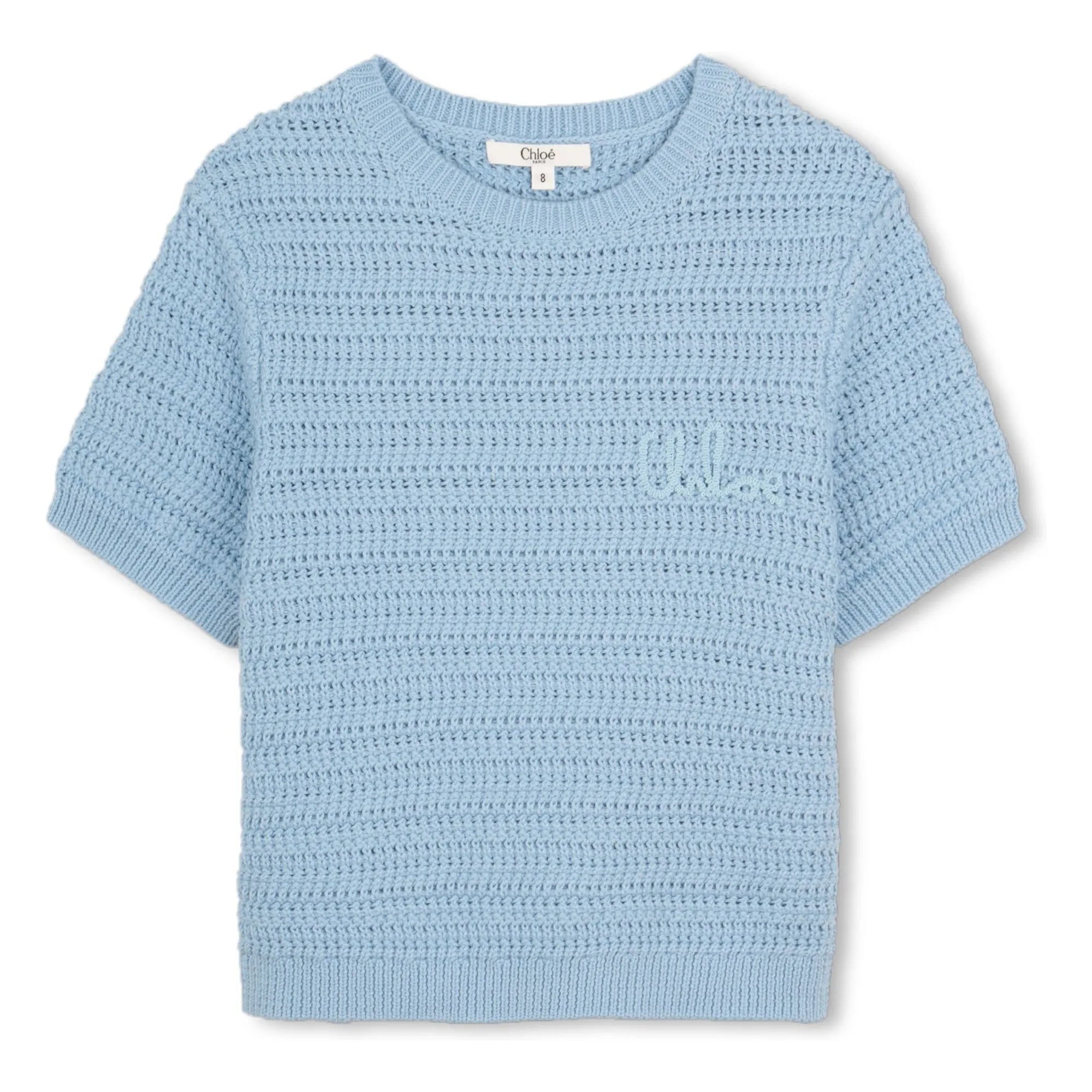 Chloé - Camiseta de ganchillo de algodón orgánico | Azul