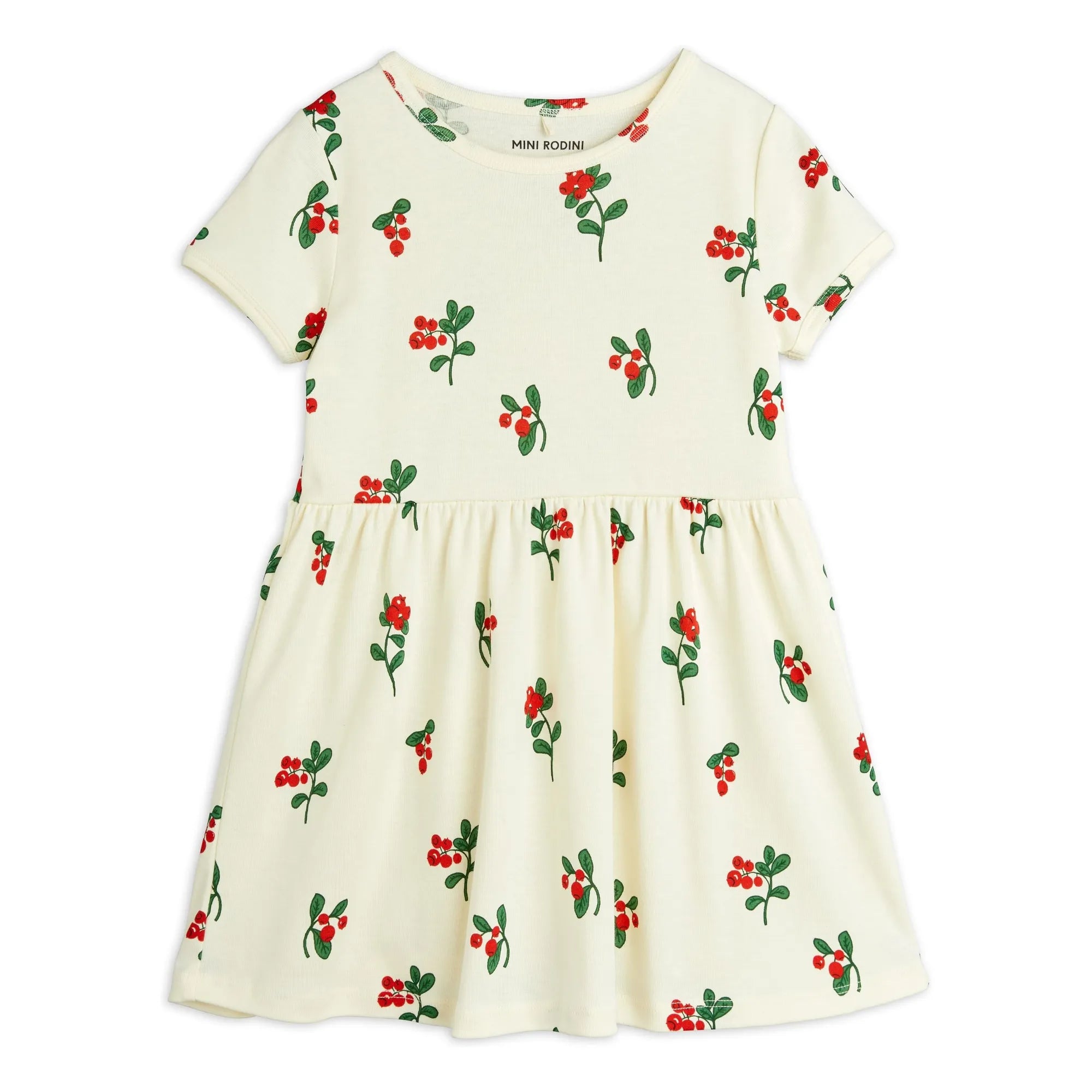 Mini Rodini - Vestido floral de algodón orgánico | Crudo