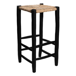 Cosydar - Tabure de hoja de palma y madera pintada | Negro