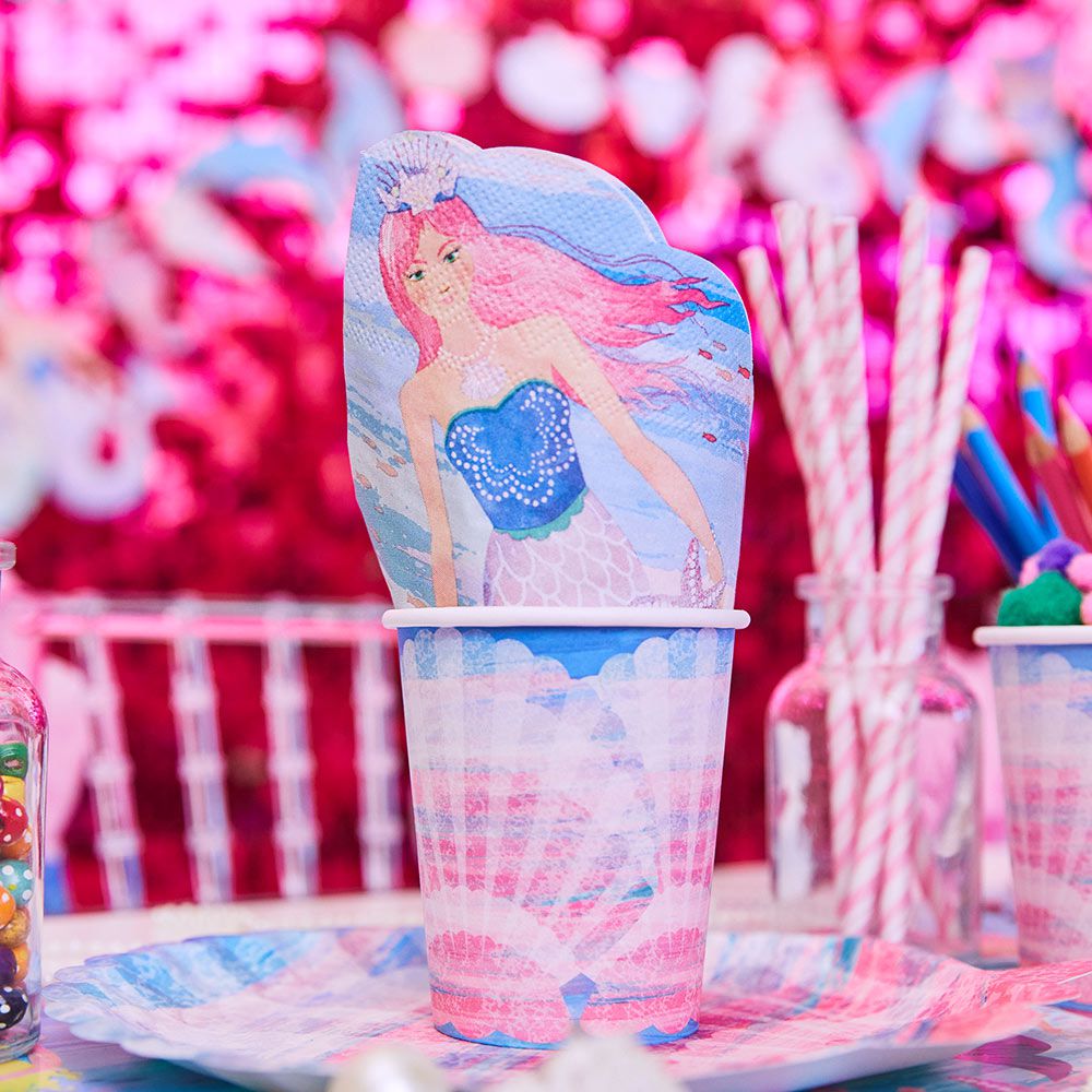 Party Pieces - Vasos de Cartón Sirena (8 unidades)