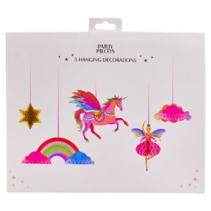 Party Pieces - Decoración colgante de unicornio de 5 piezas para fiesta