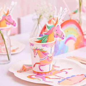 Party Pieces - Vasos de Cartón de Unicornio de 8 Unidades