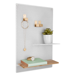 Present Time - Tablero de Notas de Metal Perforado | Blanco
