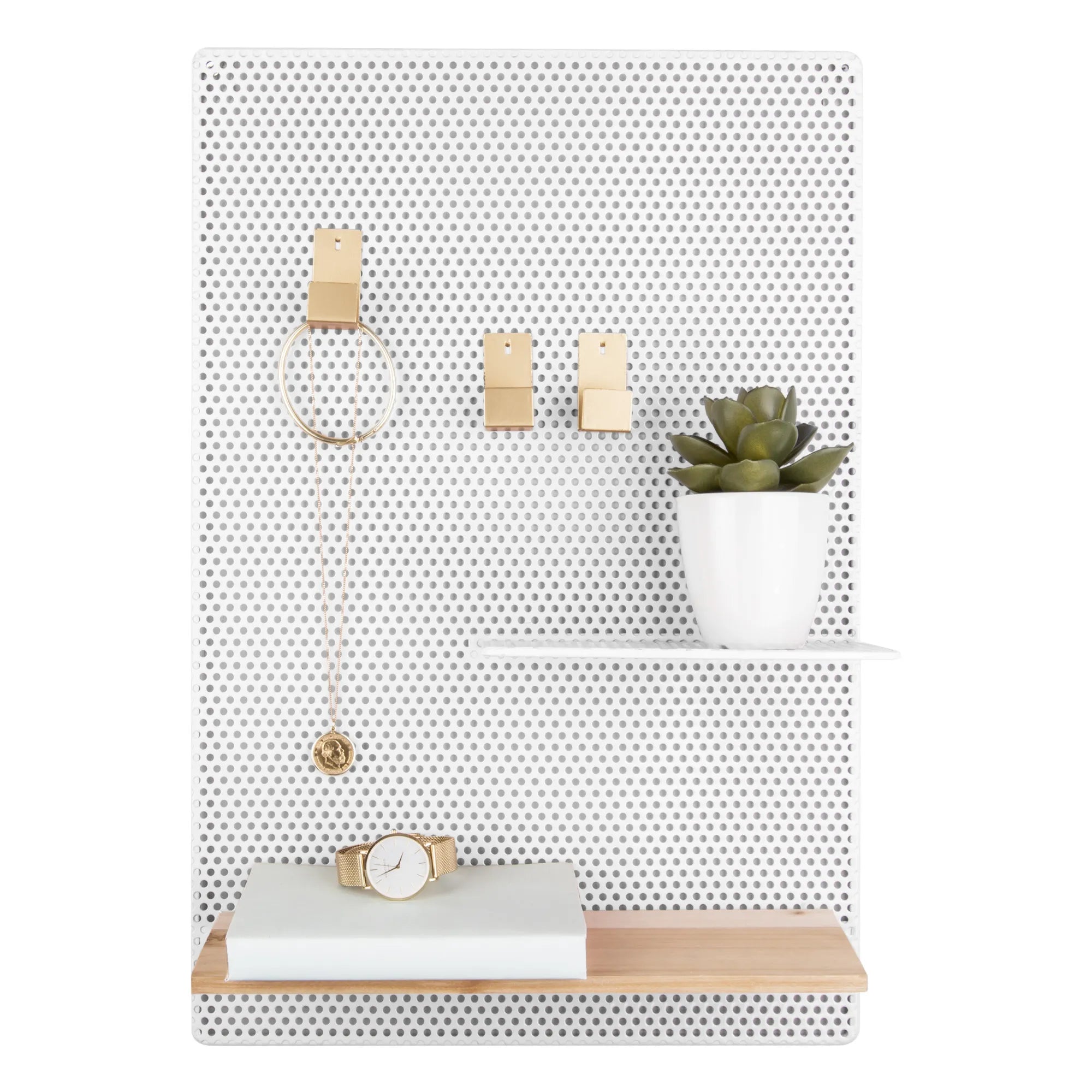 Present Time - Tablero de Notas de Metal Perforado | Blanco