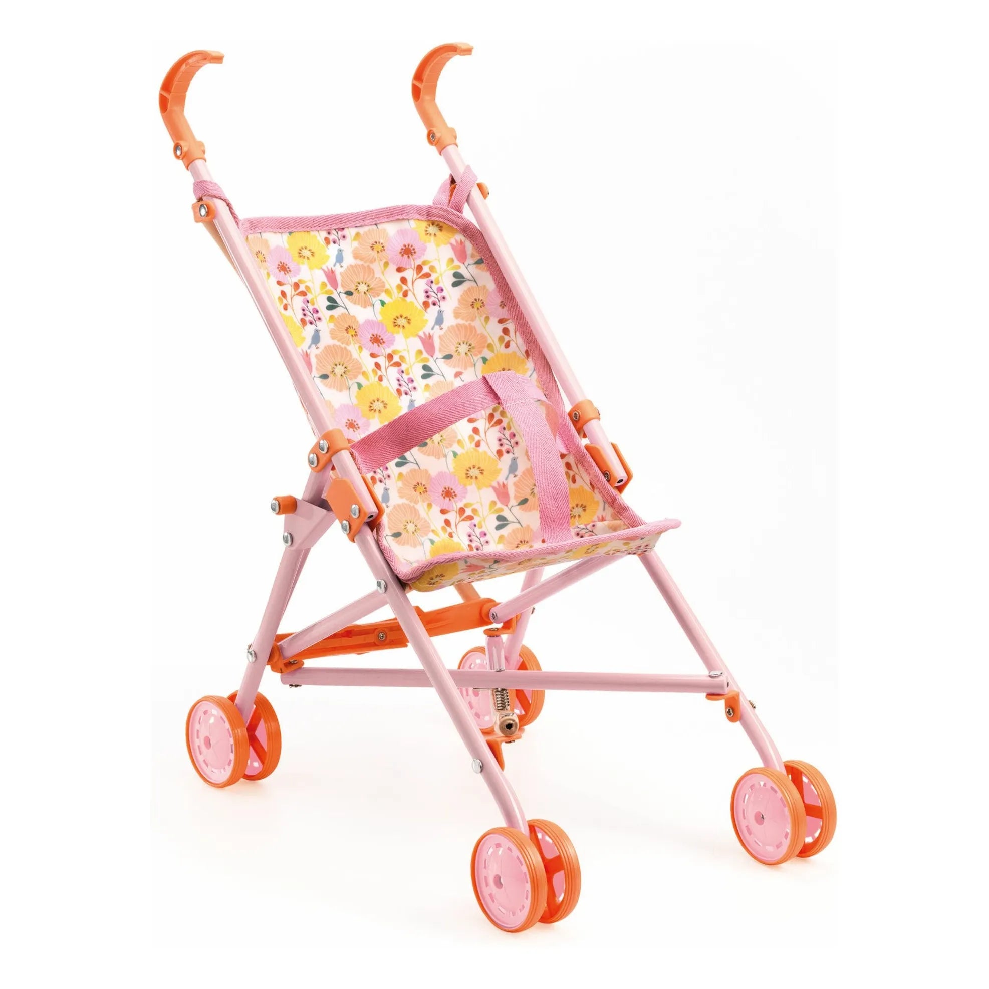 Djeco - POMEA - Carro de muñecas con flores | Rosa
