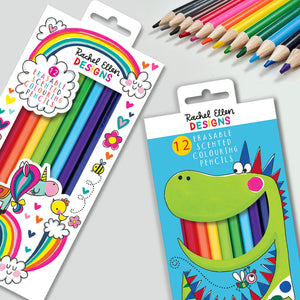 Set de lápices de colores perfumados con goma de borrar Unicornios - Rachel Ellen