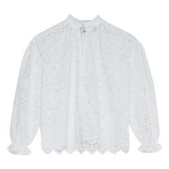 the new society - Blusa Sakura Bordado Inglés | Blanco
