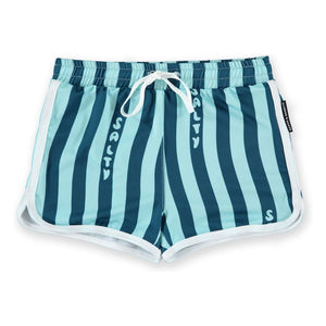 Beach & Bandits - Bañador tipo bóxer de rayas Salty Stripes con protección UV de fibras recicladas | Azul marino