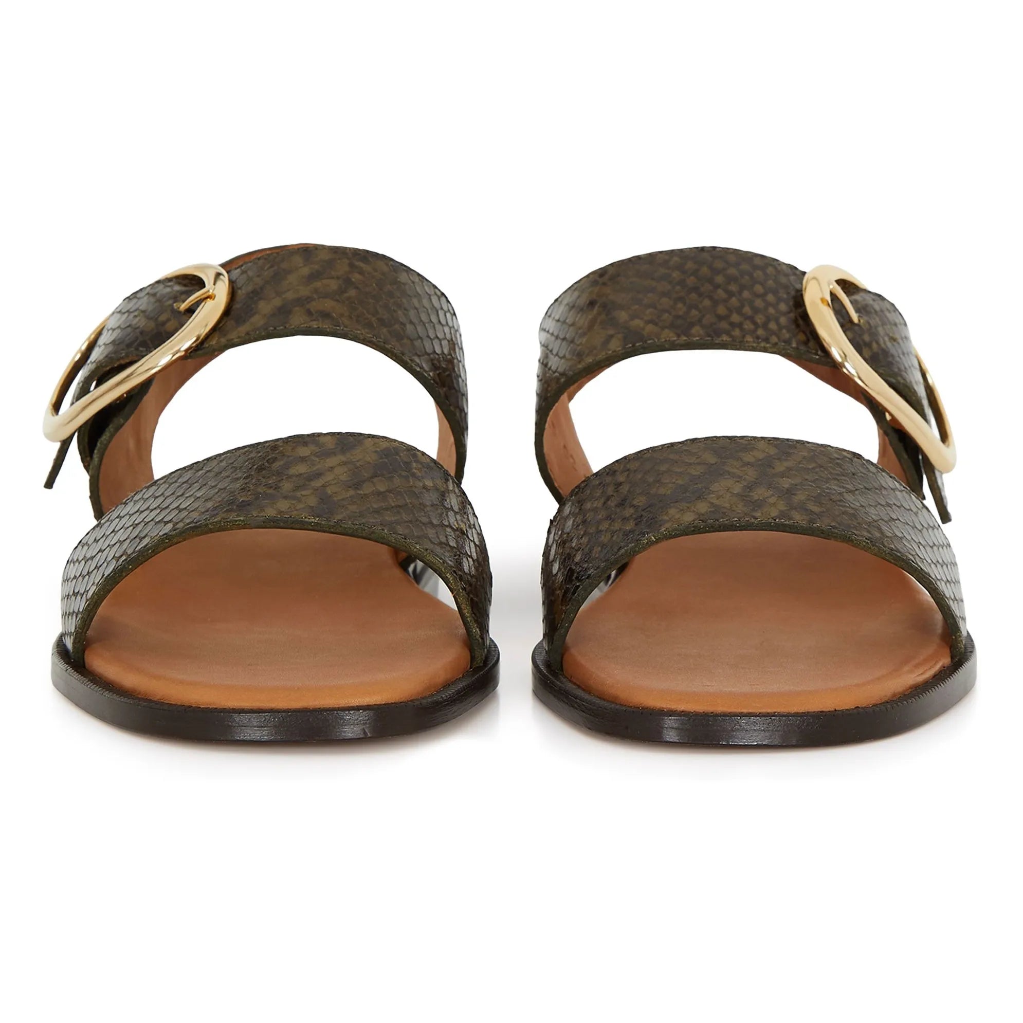 Anthology Paris - Sandalias con tapa de serpiente | Caqui