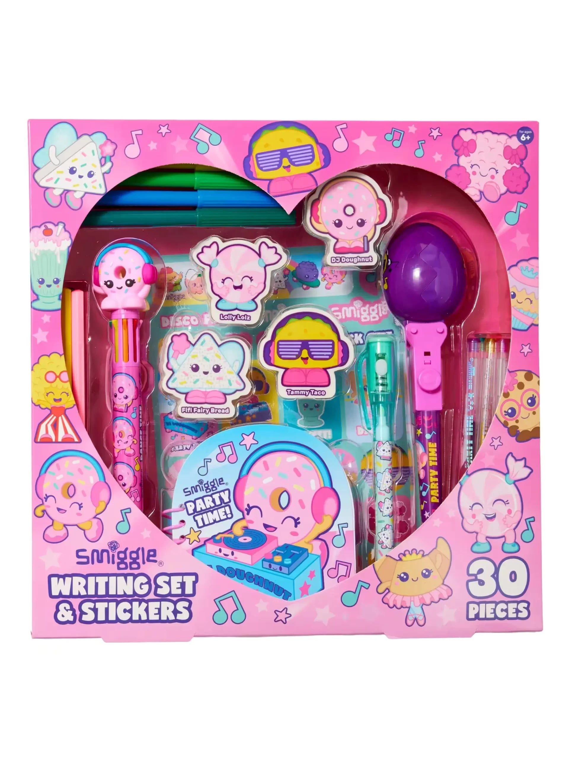 Smiggle - Juego de papelería de cuaderno, goma de borrar, lápiz y colorear