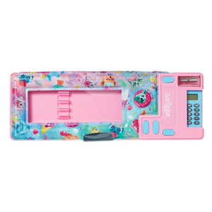 Smiggle - Estuche de lápices automático con calculadora y diseño Galaxy Happy Animals