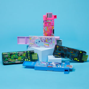 Smiggle - Estuche de lápices automático con calculadora y juego de lápices exclusivo