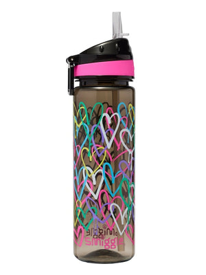 Smiggle - Yo amo las botellas de agua con pajita de 650 ml sin BPA
