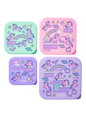 Smiggle - Lets Play Contenedores de Comida y Merienda sin BPA, Juego de 4