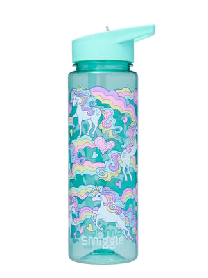 Smiggle - Botella de agua sin BPA de 650 ml con pajita y diseño Limitless