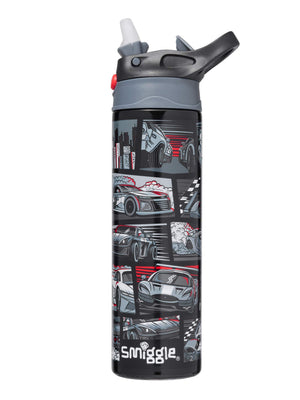 Smiggle - Botella de acero inoxidable con pajita automática de 520 ml Limitless
