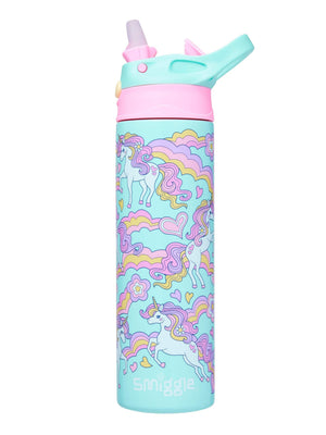 Smiggle - Botella de acero inoxidable con pajita automática de 520 ml Limitless