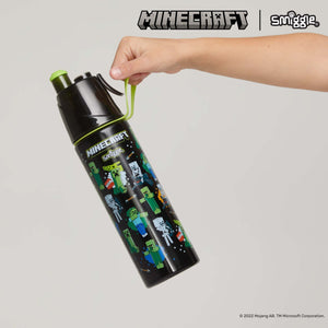 Smiggle - Botella de acero inoxidable Minecraft con pulverizador, 500 ml