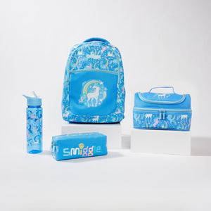 Smiggle - Set de mochila - Paquete escolar Neat Unicornio Azul