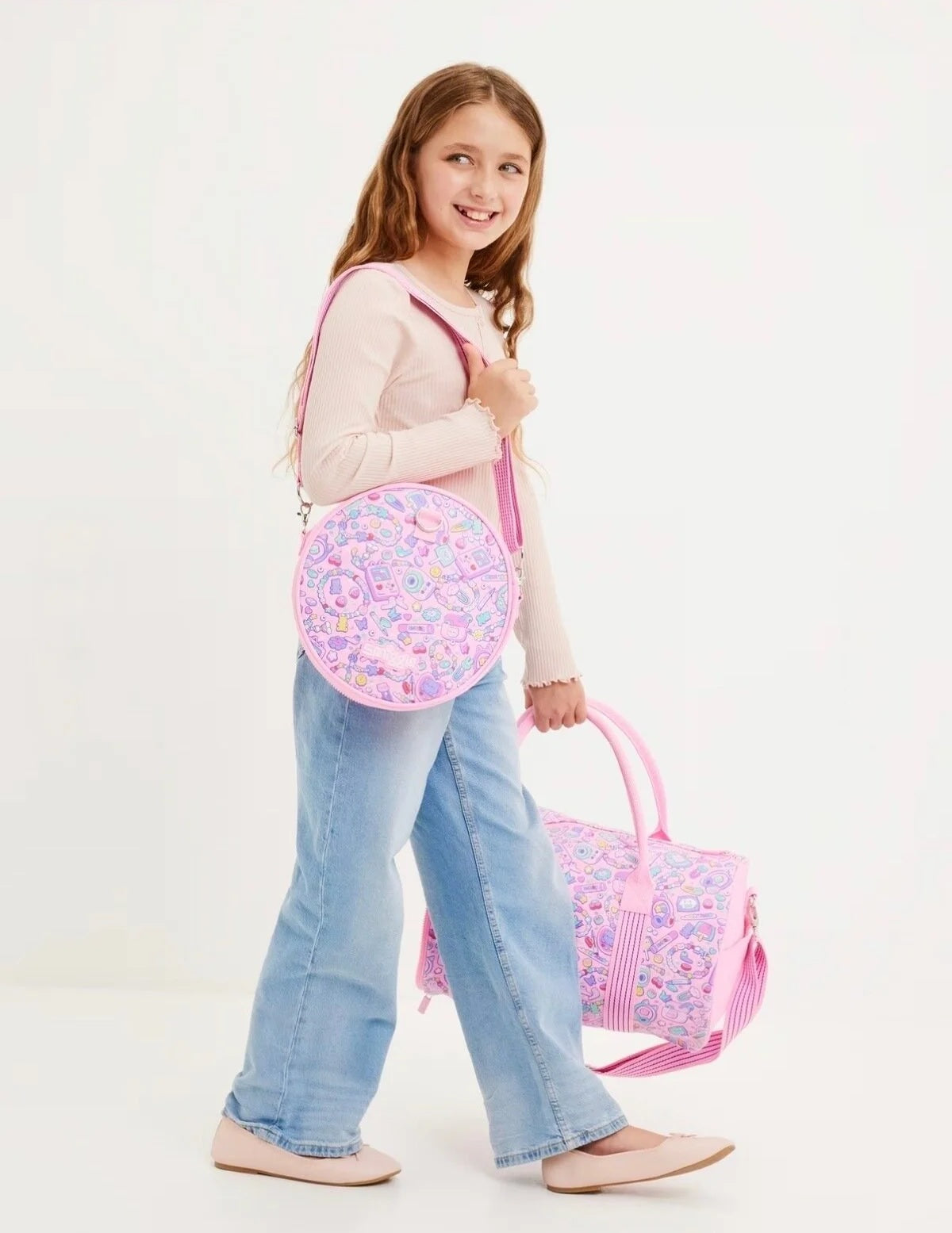 Smiggle - Bolsa de hombro y deporte 2 en 1 Super Charge Rosa