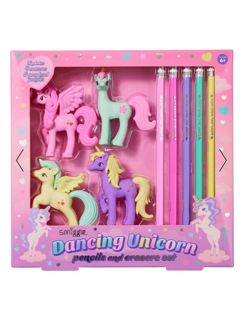Smiggle - Set de gomas de borrar y lápices Unicornio