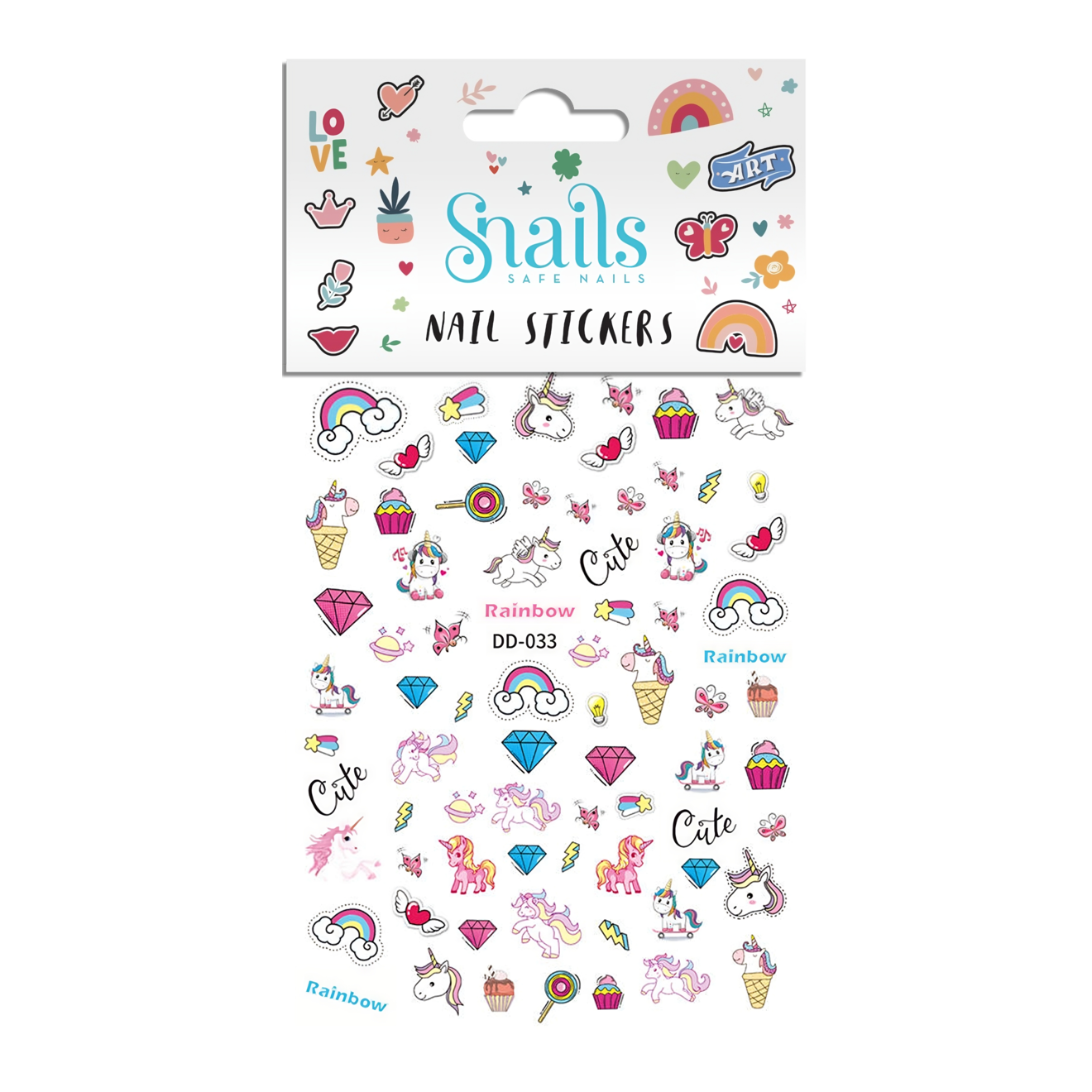 Snails - Set de pegatinas para uñas infantiles - Unicornio Arcoíris