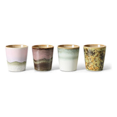 HKliving - Tazas de café de terracota - Juego de 4 | Rosa