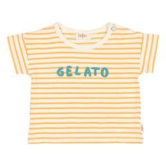 Búho - Camiseta de Algodón Orgánico Bebé Gelato Rayas | Amarillo