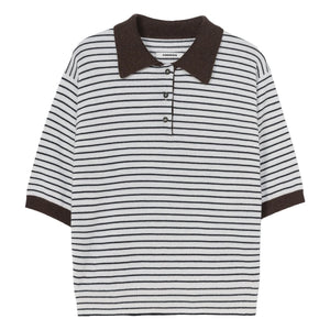 Cordera - Polo de lana merino a rayas | Marrón