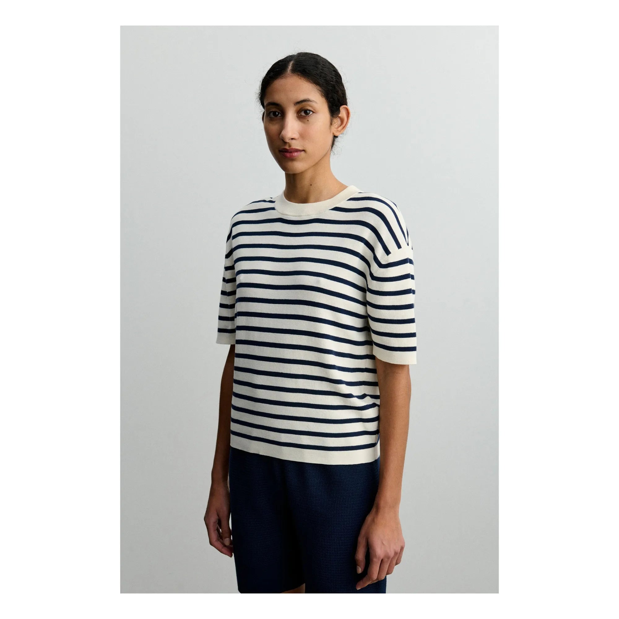 FUB - Camiseta orgánica a rayas - Colección de mujer | Azul marino