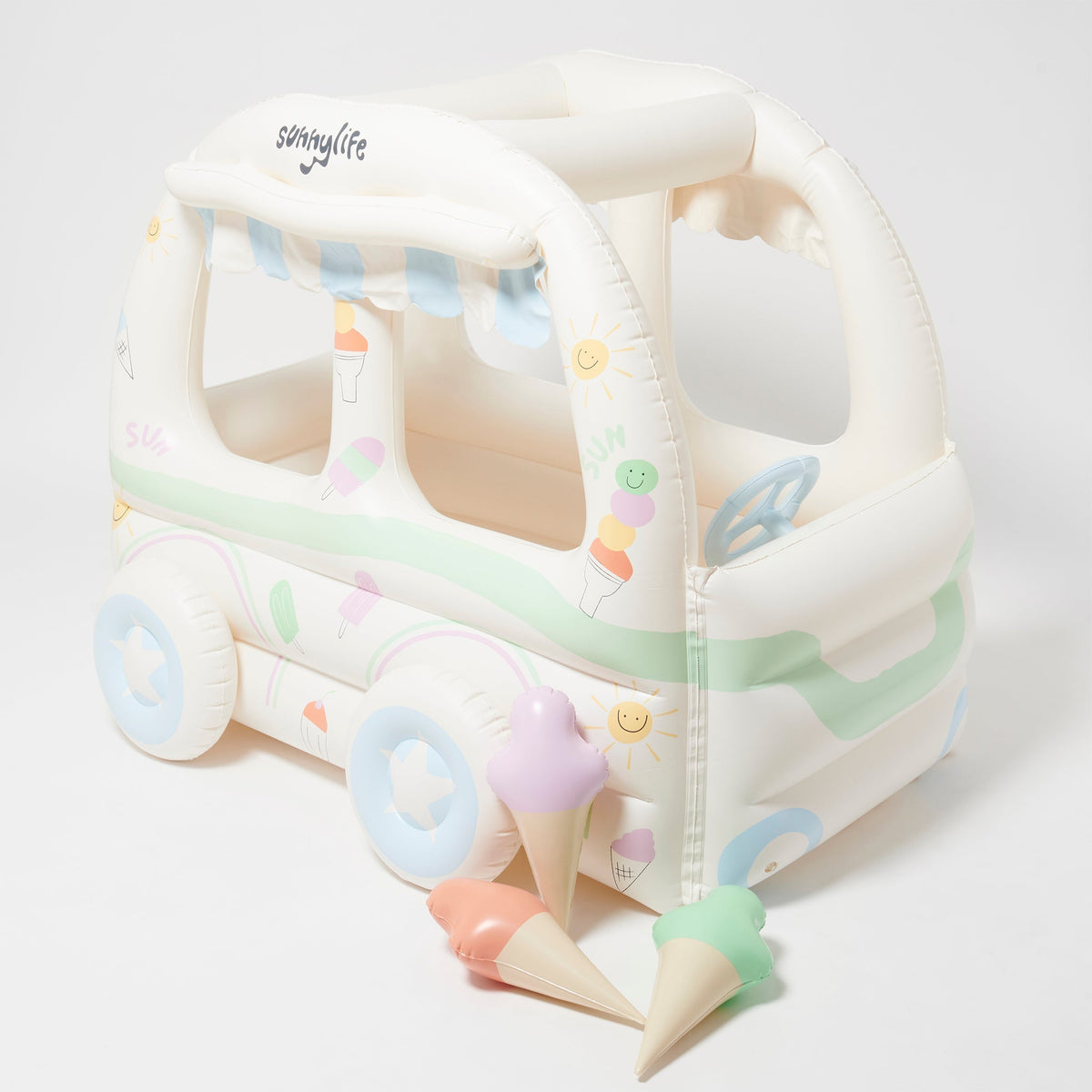 Sunnylife - Set de juego hinchable de heladería para playa y jardín para niños