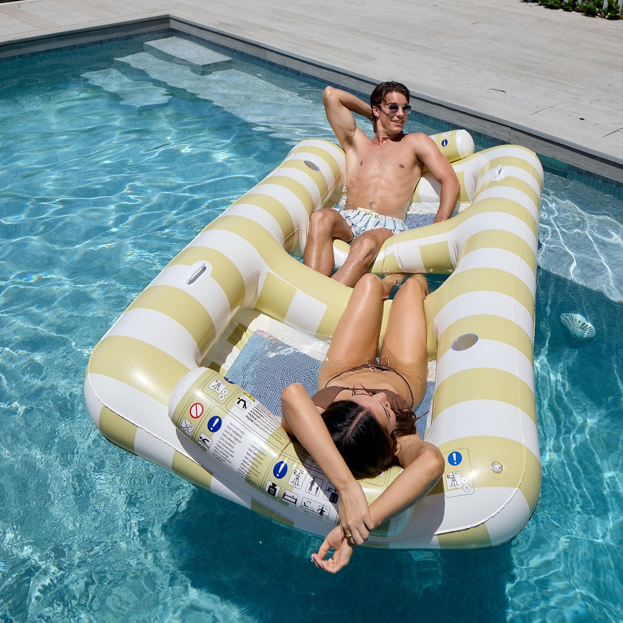 Sunnylife - Casa Sand Stripe Colchoneta Hinchable Doble para Piscina y Playa