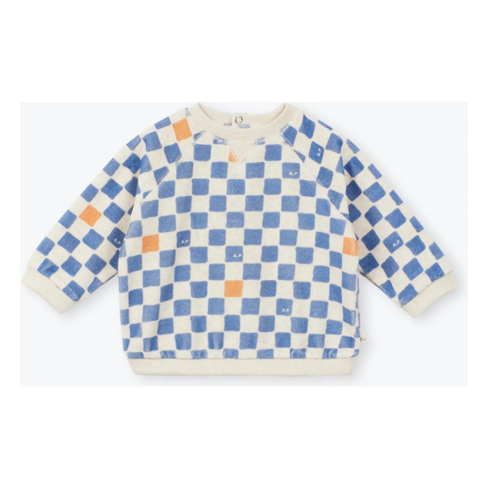 Arsène et Les Pipelettes - Sudadera Damier de algodón orgánico para bebé | Azul Celeste