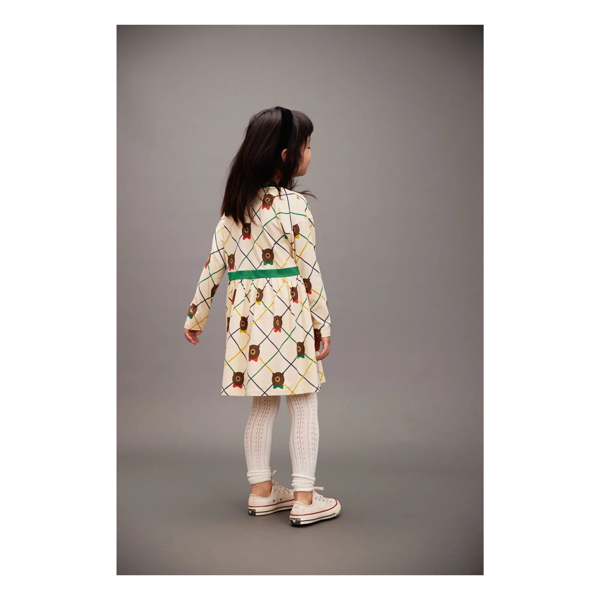 Mini Rodini - Vestido Teddy Bear de Algodón Orgánico | Crudo