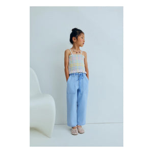 the new society - Top Froncé Mallow Checked | Azul claro