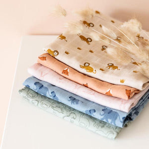 Trixie Muslin Cloths 3 Pack Mix - Rosy Rabbit-Muslin Squares-Rosy Rabbit-55x55cm | Natural Baby Shower