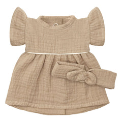 Minikane - Vestuario de muñeca - Vestido Daisy y diadema de gasa de algodón | Mocha