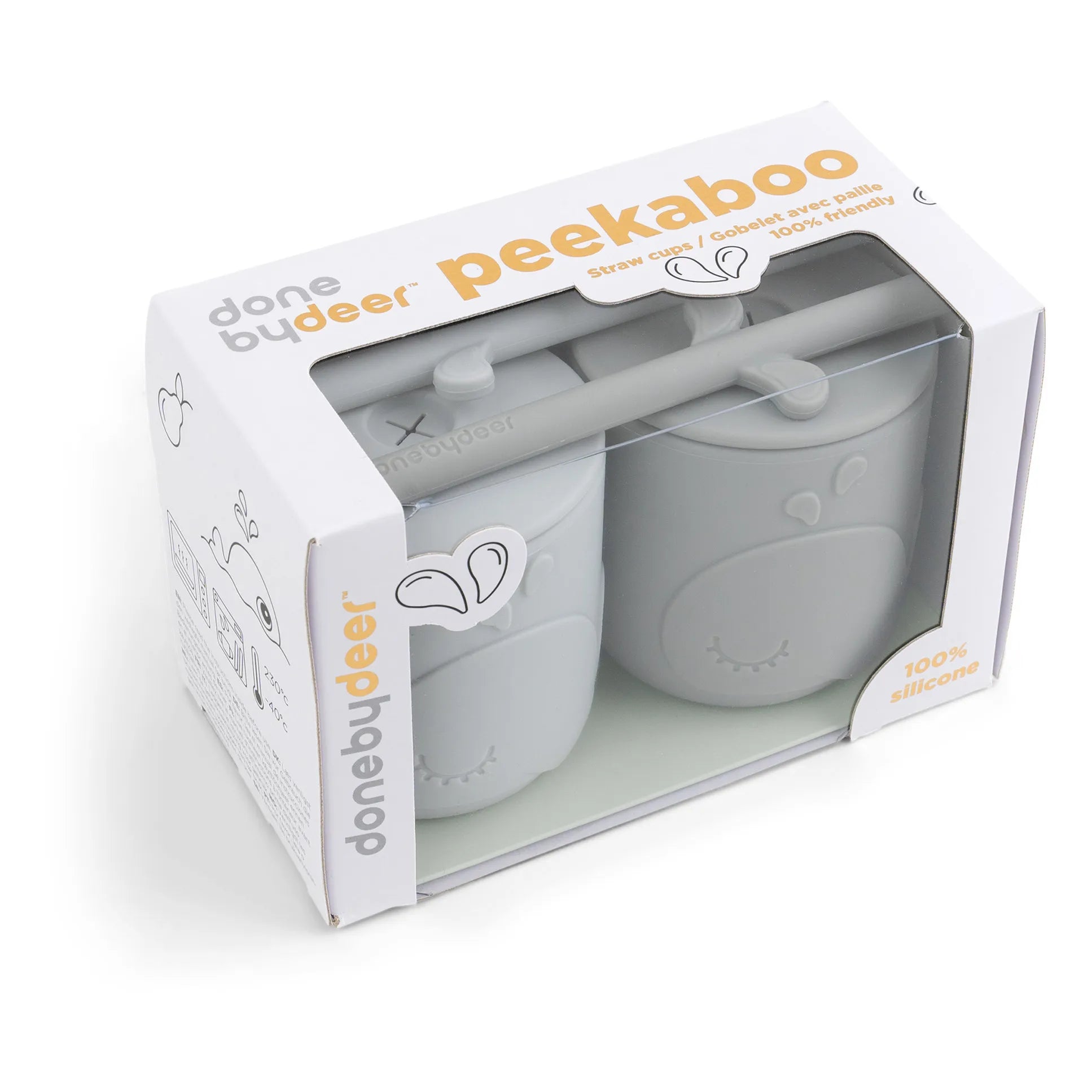 Done by deer - Vasos Wally con asa - Set de 2 | Gris