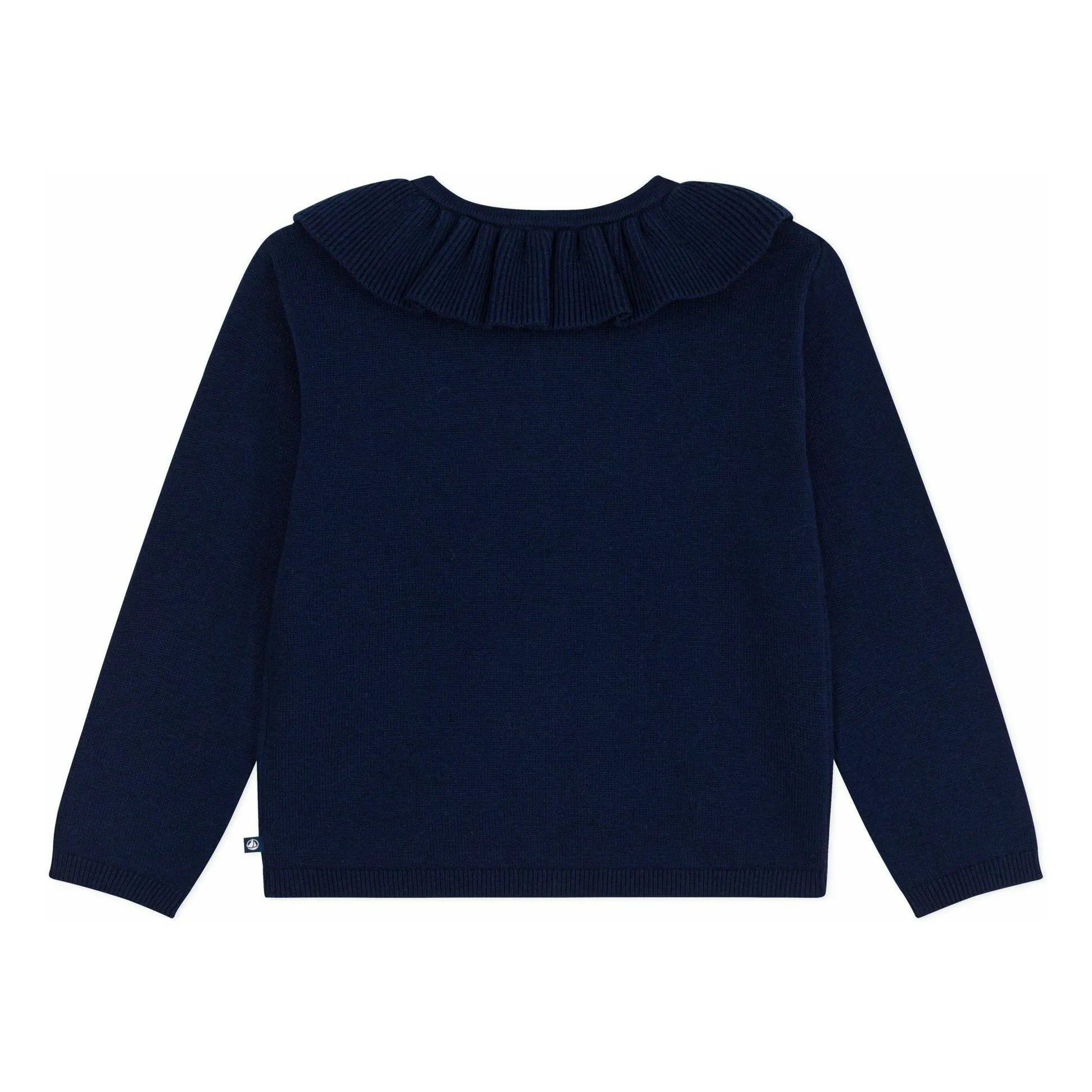 Petit Bateau - Cárdigan de lana con volantes | Azul medianoche