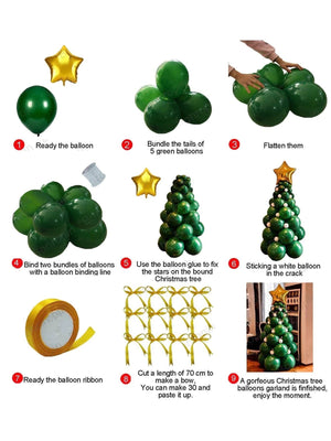Navidad - 93 piezas, decoración de globos temáticos de árbol de Navidad elegantes y extragrandes para Año Nuevo