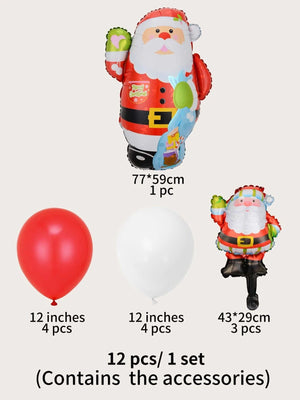 Navidad - Juego de globos decorativos de Papá Noel y Año Nuevo, 12 unidades