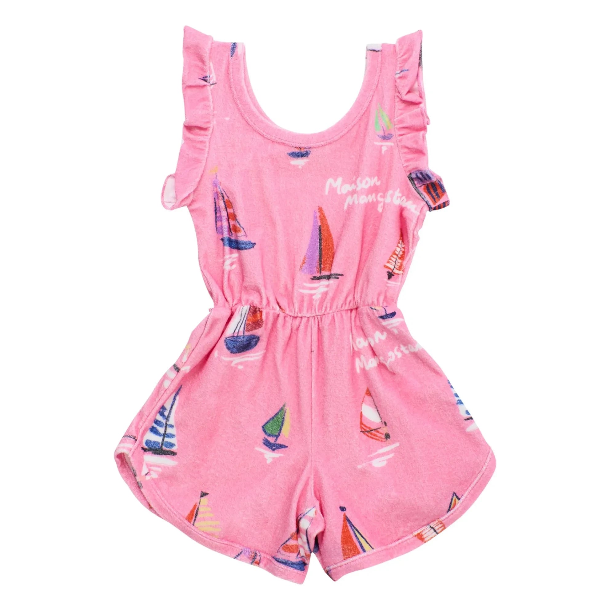 Maison Mangostan - Shorts con peto de muselina rosa