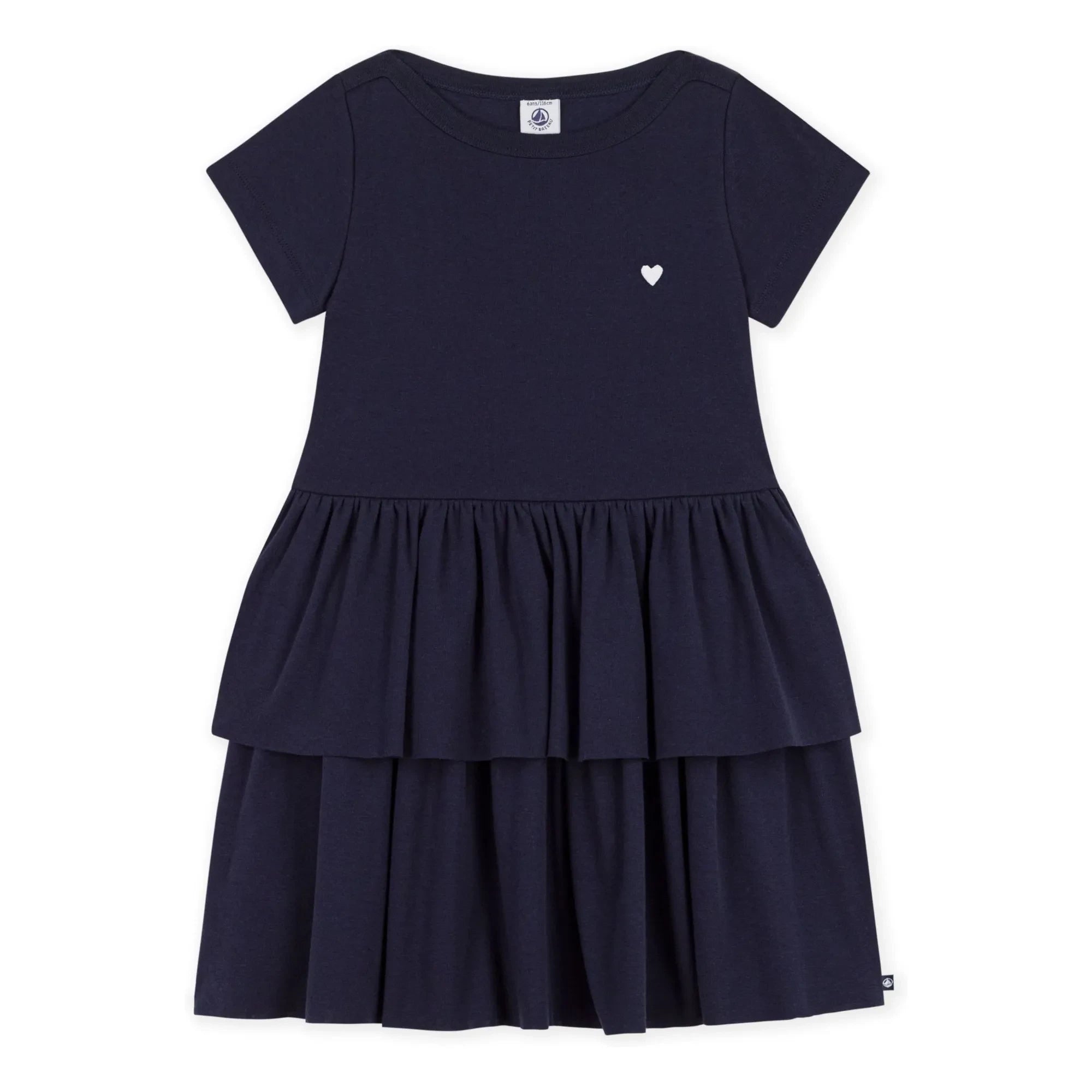Petit Bateau - Organik Pamuk Kalp Elbise | Lacivert