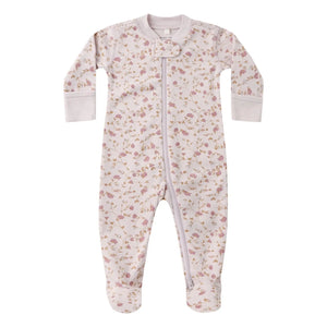 Quincy Mae - Mono de algodón orgánico con estampado floral y pies | Lila