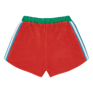 The Campamento - Pantalones Cortos de Felpa a Rayas Contraste | Rojo