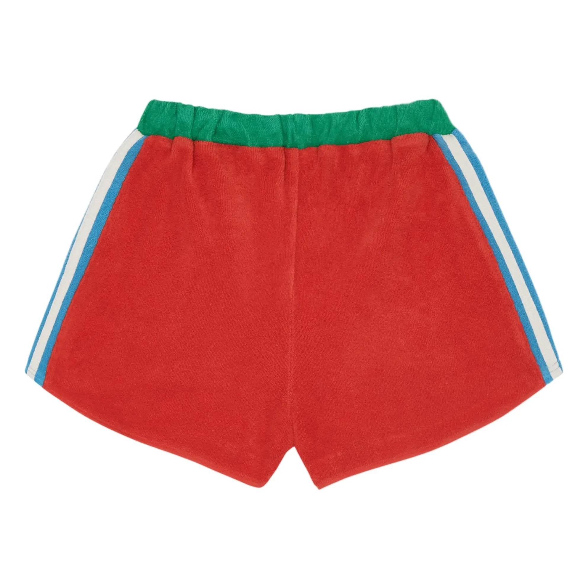 The Campamento - Pantalones Cortos de Felpa a Rayas Contraste | Rojo