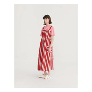 Bobo Choses - Vestido de Manga Española Rayado de Algodón Orgánico | Rojo teja