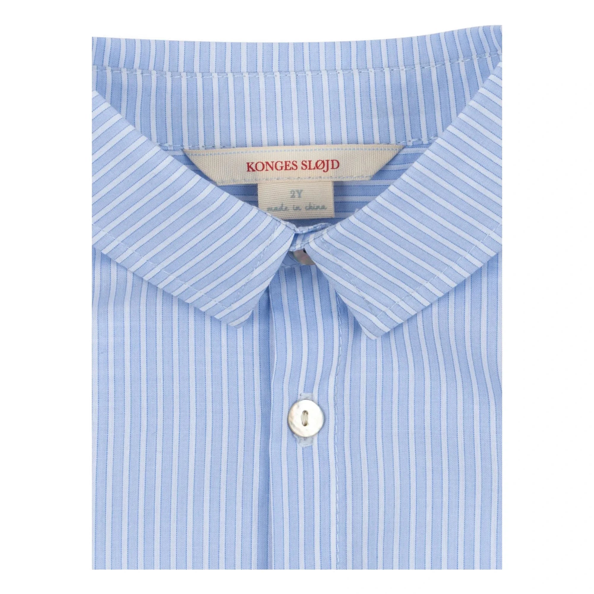 Konges Sløjd - Camisa de algodón orgánico a rayas Wes Lime | Azul